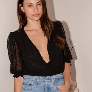 Lulu's Black Polka Dot (Swiss Dot) Bodysuit